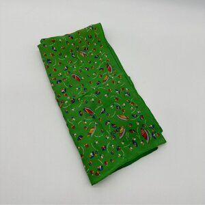 Vintage Echo Green Scarf Flying Saucers Hand Rolled Edge Retro Retro Fashion